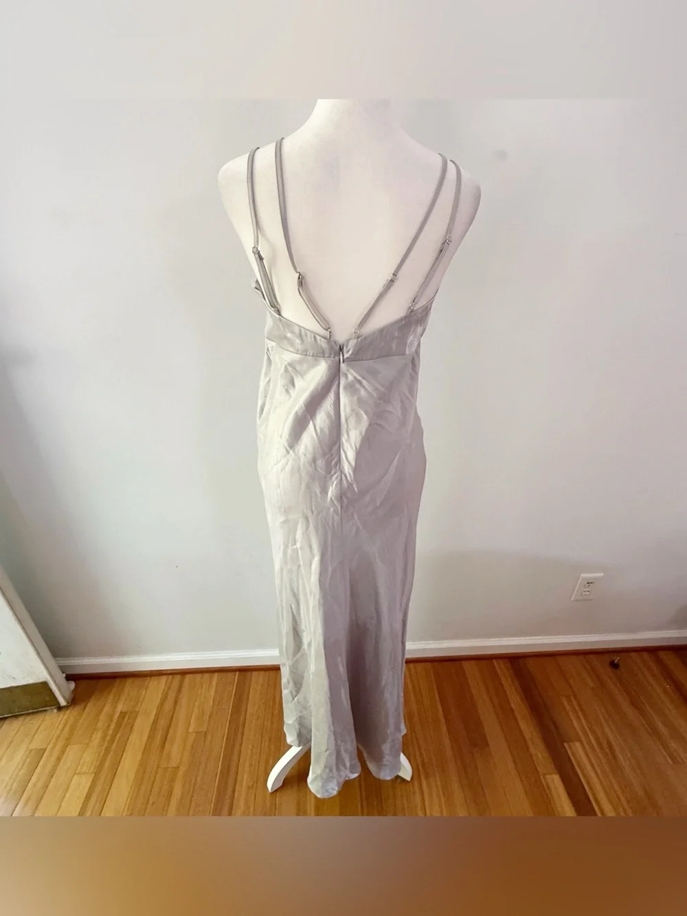 Wild Fable Women Metallic Silver Babydoll Slip Maxi Dress Small Retro Y2K‎ Fairy